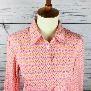 Talbots pink peach floral design 3/4 sleeve